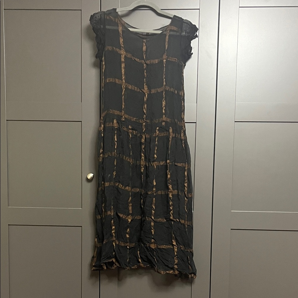 Vintage Black and Brown Women's Dress - hand made?